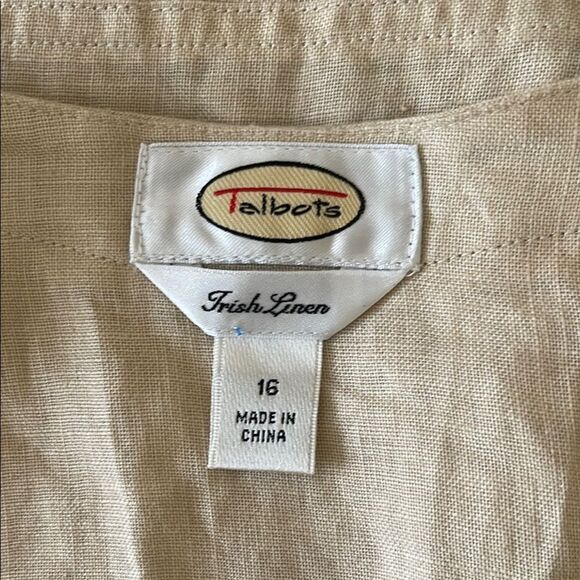 Talbots Cream Flutter Sleeve Blouse with Mandarin Collar hidden buttons down - Picture 3 of 4